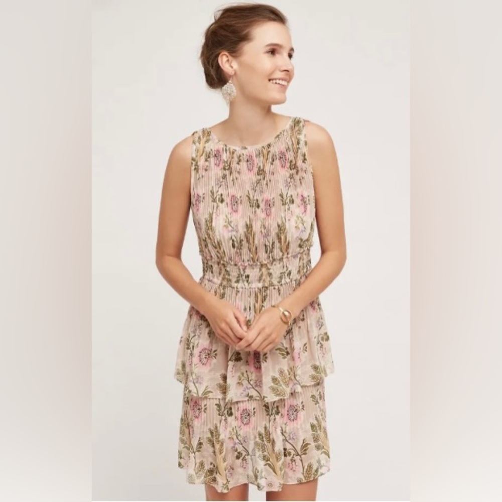 NWT Plenty by Tracy Reese x Anthropologie Terraced Garden pleated dress, sz L